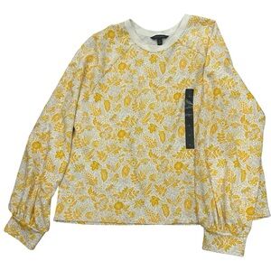 Banana Republic Floral Sweatshirt Yellow Gold Sunflowers Full Sleeves